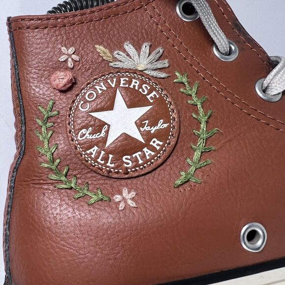 Converse Chuck Taylor All Star Wool Lined Leather Embroidered Shoes Youth Size 3 - Picture 8 of 11